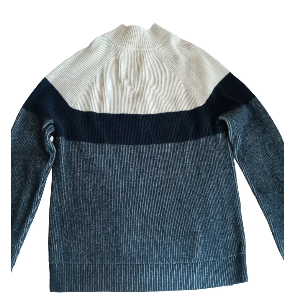 Banana Republic Men's Button Up Sweater - Cream, Navy, Gray Coastal, Preppy Sz L - Picture 6 of 11